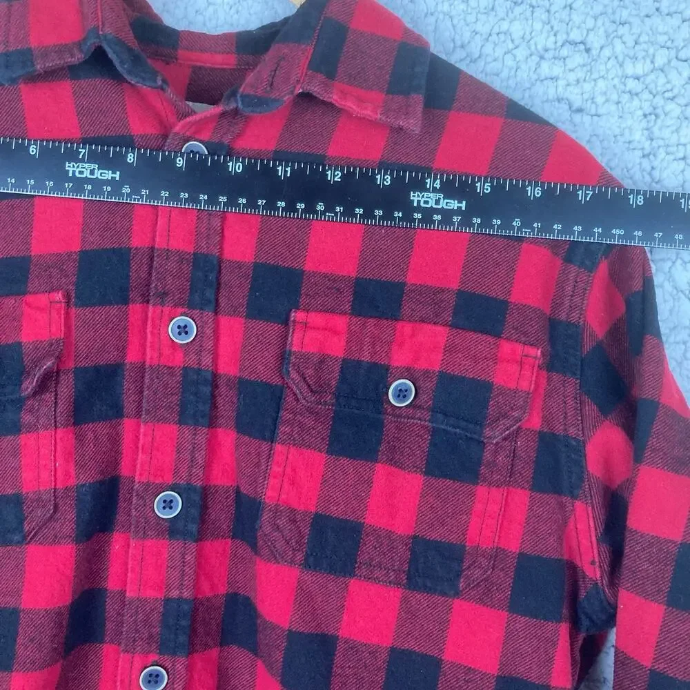 Jachs Button Shirt Mens M Red Black Plaid Thick Flannel Buffalo Check Lumberjack - Picture 9 of 11